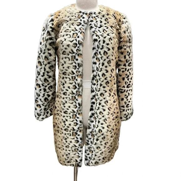 ZARA Leopard Print Faux Fur Jacket Size S - Picture 2 of 5